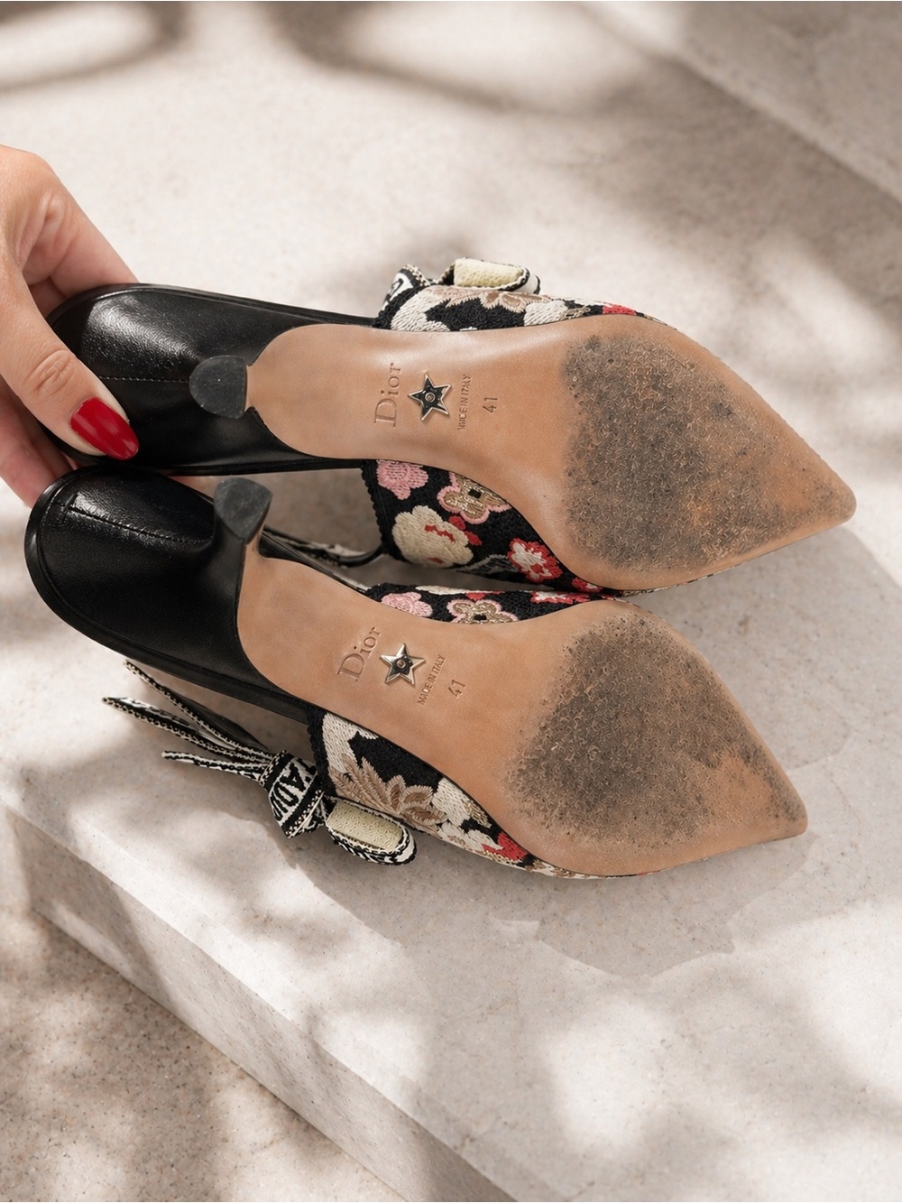 Christian Dior J’Adior Embroidered Floral Slingback Heels Pumps EU 41 - Picture 16 of 17